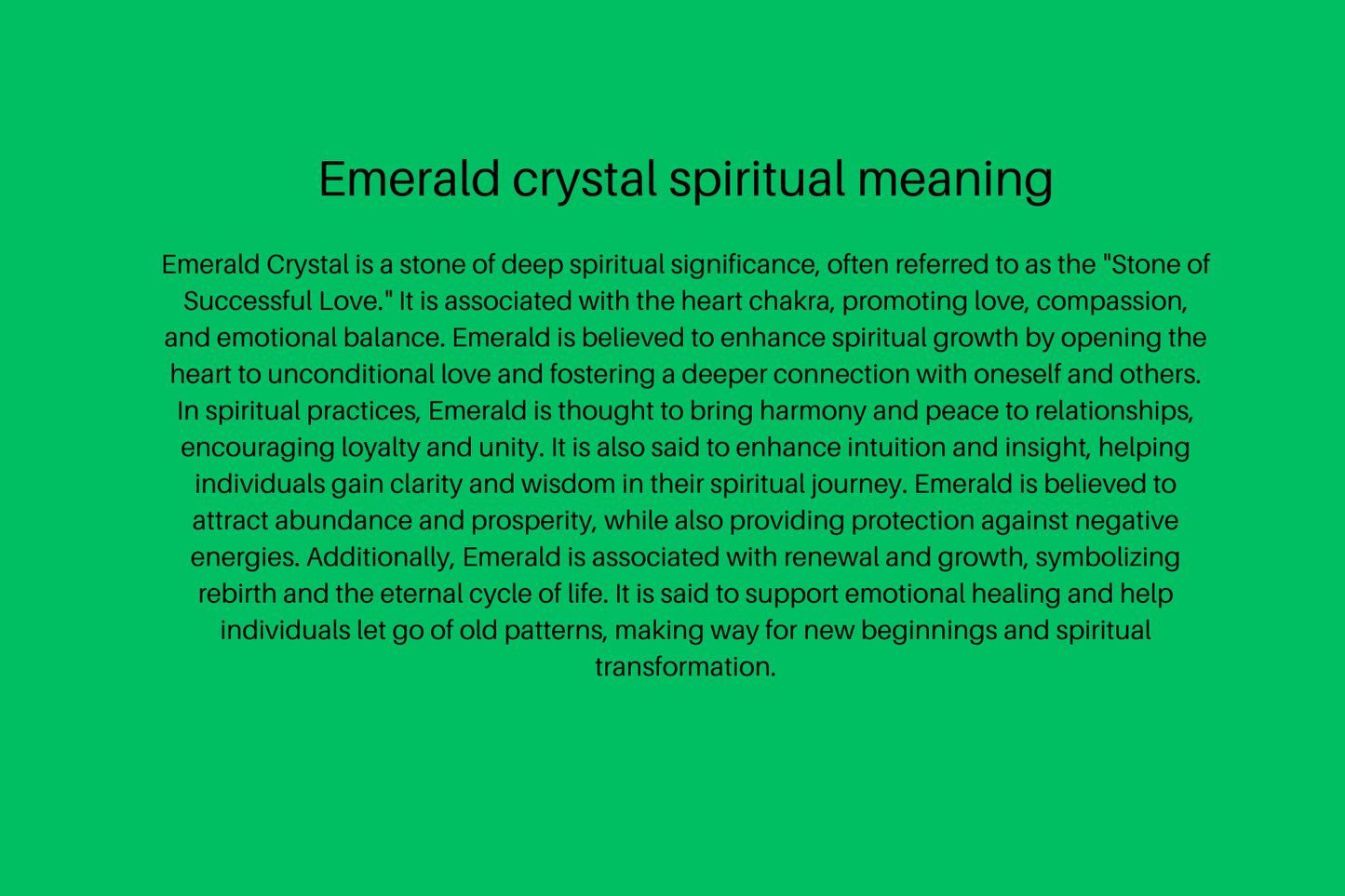 Green Crystals spiritual meaning card