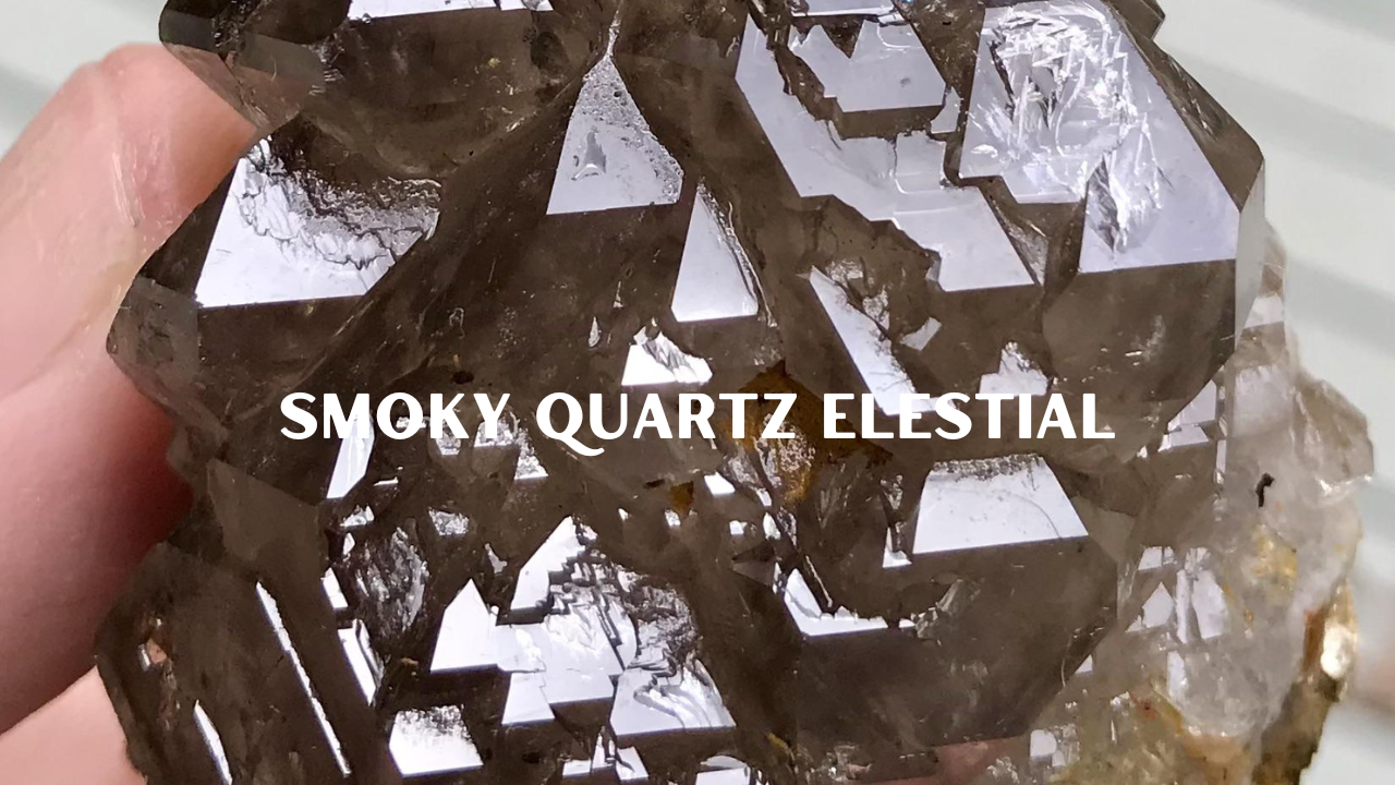 Black Moonstone, smoky quartz, thumbnail