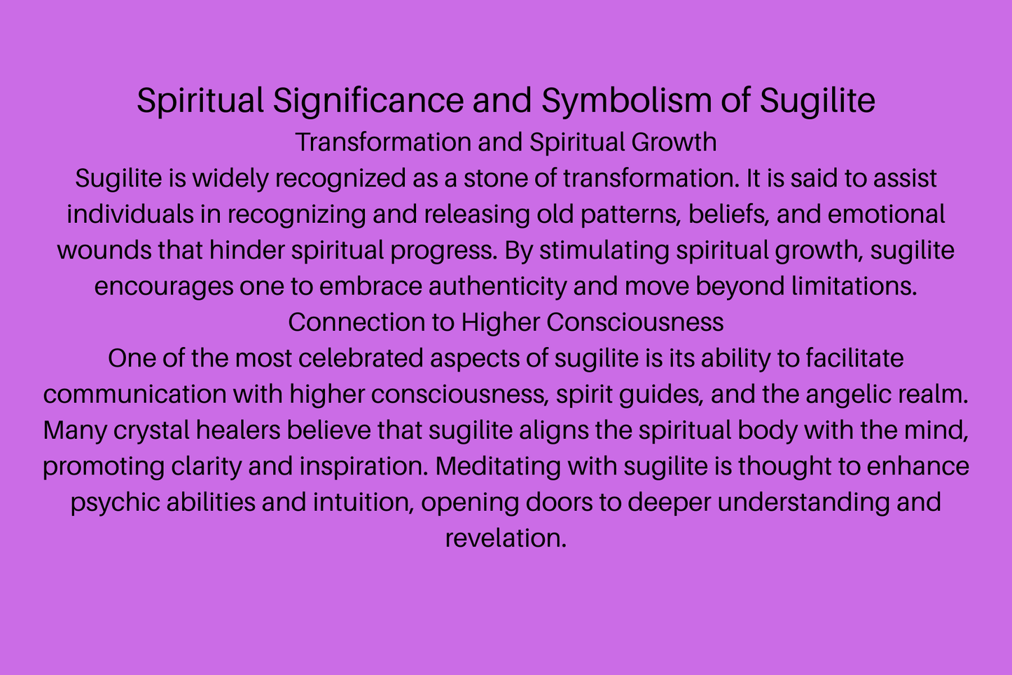 Sugilite spiritual significance and symbolism